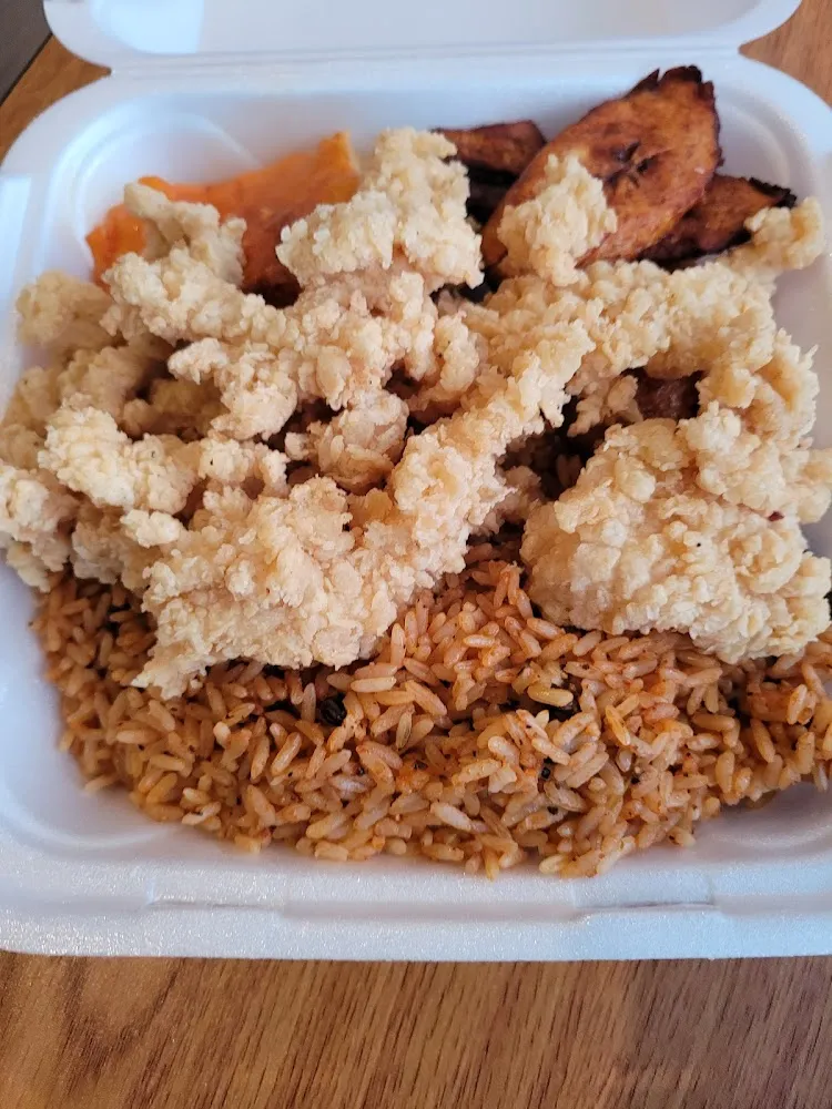 Fried Conch N Rice and Peas