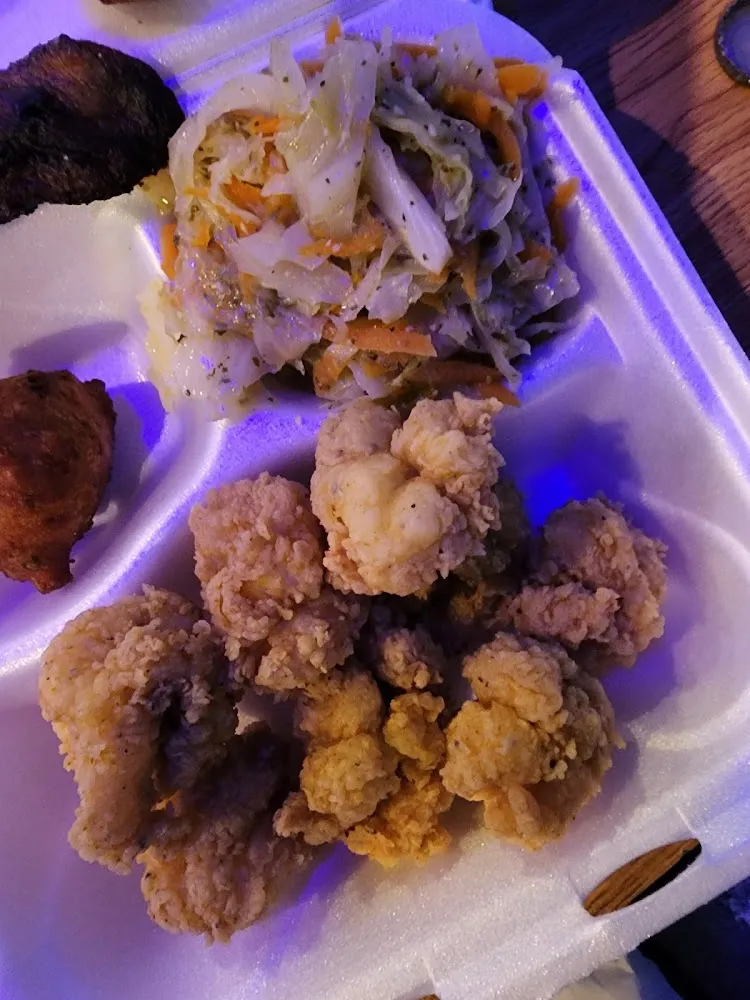 Fried Shrimp Dinner with Cabbage